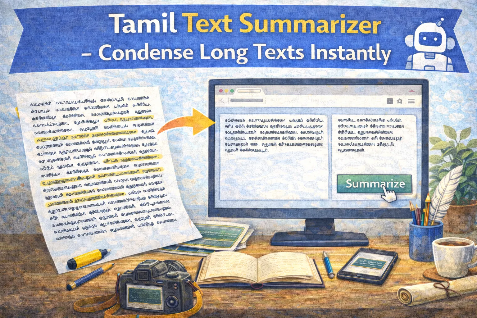 Tamil Text Summarizer - Condense Long Texts Instantly